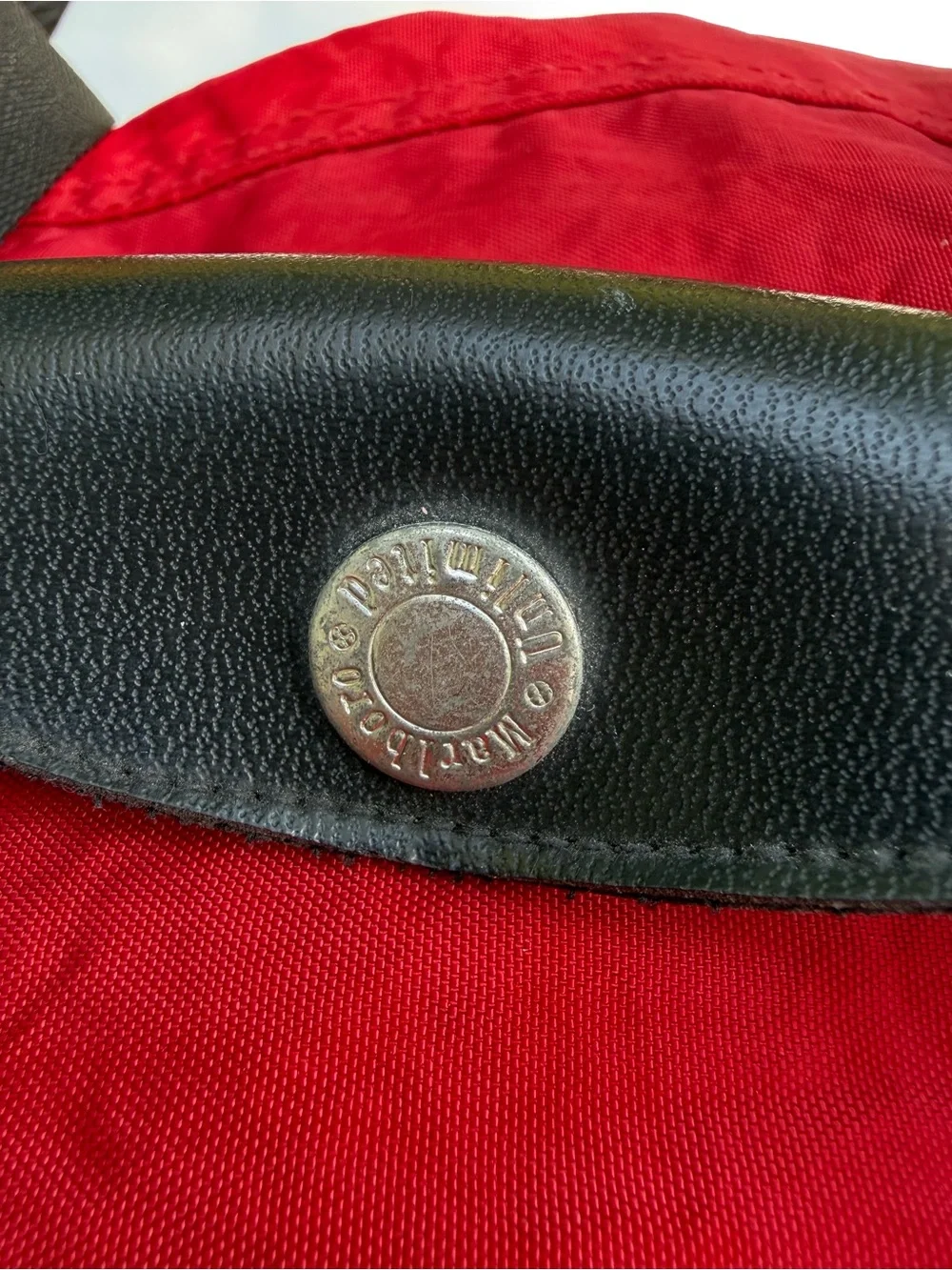 Marlboro Logo Red and Black Duffel with Branded Straps  Vintage
